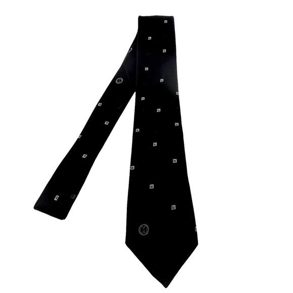 Halston Men's Tie Necktie Black Thin 57.75" Long 3" Wide Polyester/Silk WPL 2831 - Picture 1 of 4